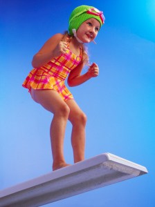 Girl Preparing to Pool Dive